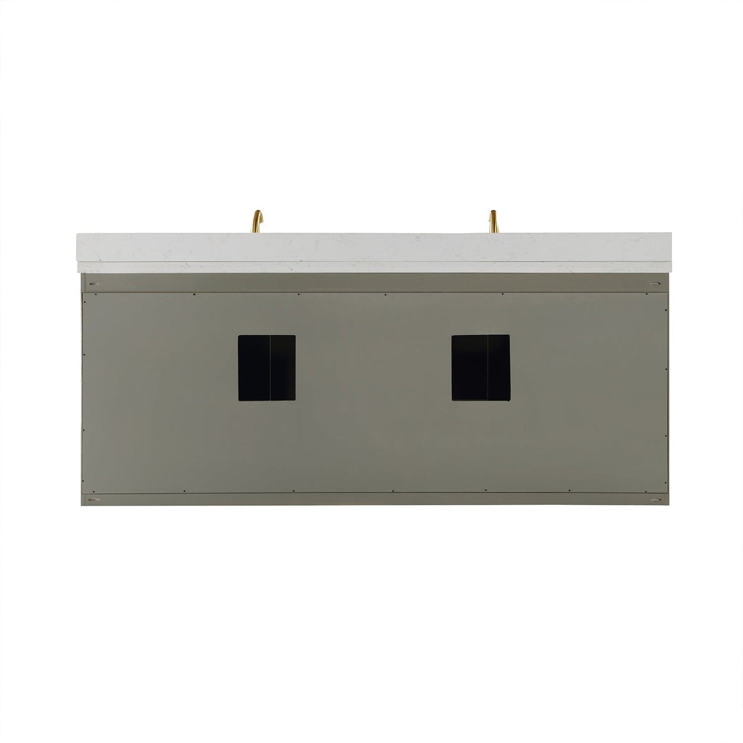 Altair Monna 84" Gray Pine Freestanding Double Bathroom Vanity Set With Aosta White Composite Stone Top, Two Rectangular Undermount Ceramic Sinks, Overflow, and Backsplash