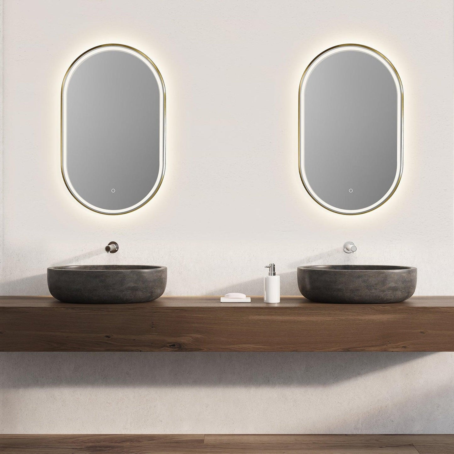 Altair Oleggio 22" Oval Brushed Gold Wall-Mounted LED Mirror