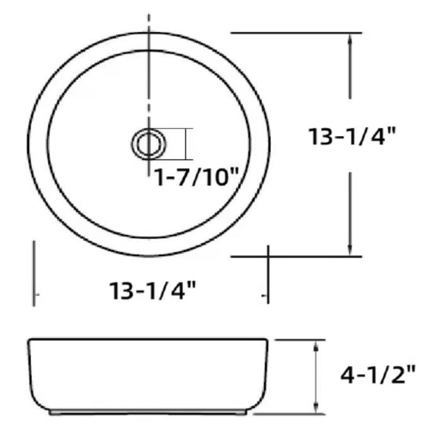 Altair Sabine 14" Round Black Ceramic Bathroom Vanity Vessel Sink