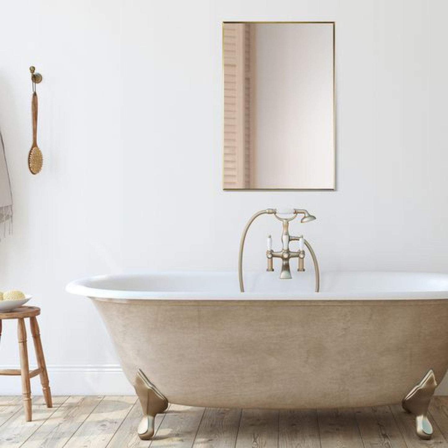 Altair Sassi 24" Rectangle Brushed Gold Aluminum Framed Wall-Mounted Mirror