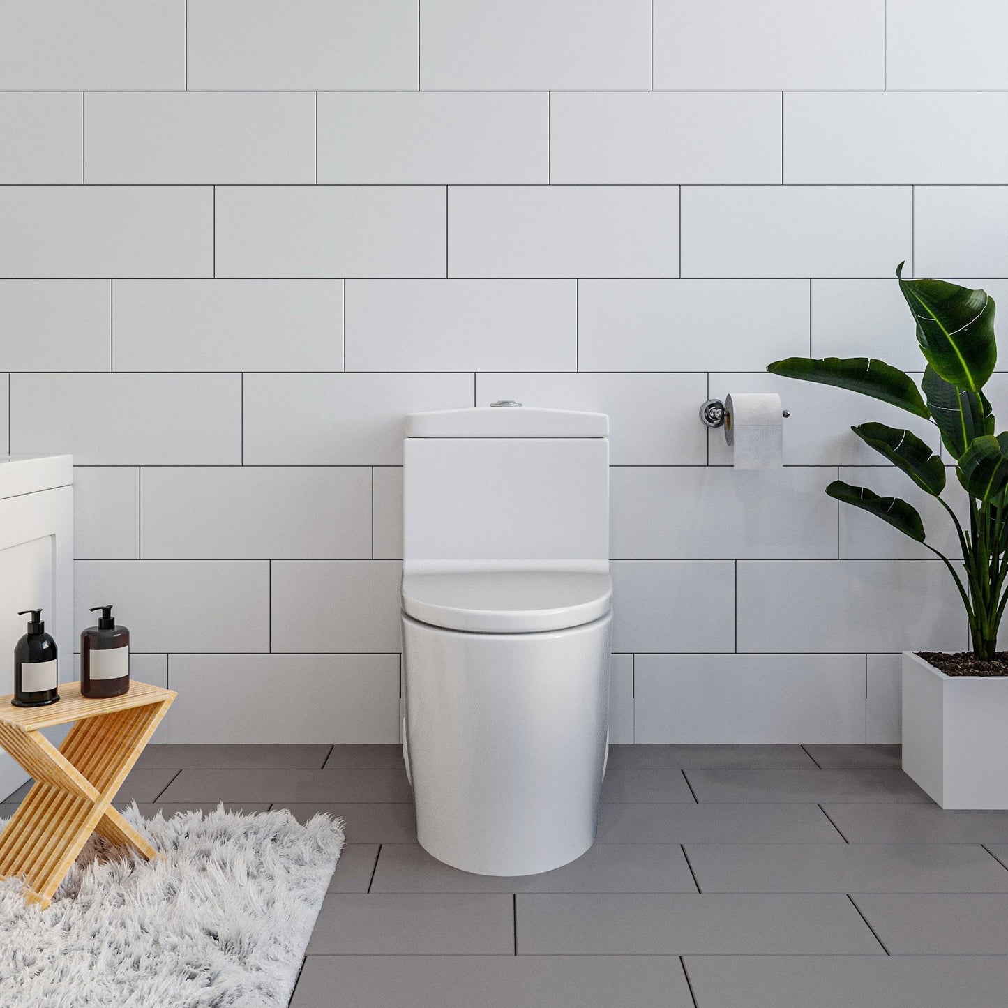 Altair Savona Elongated White Ceramic Dual Flush One-Piece Toilet With Seat