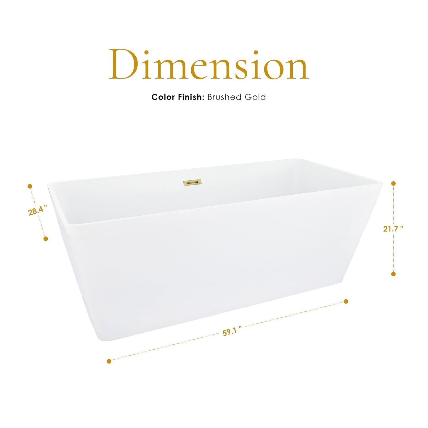 Altair Terrak 59" x 28" White Acrylic Freestanding Bathtub With Drain and Overflow