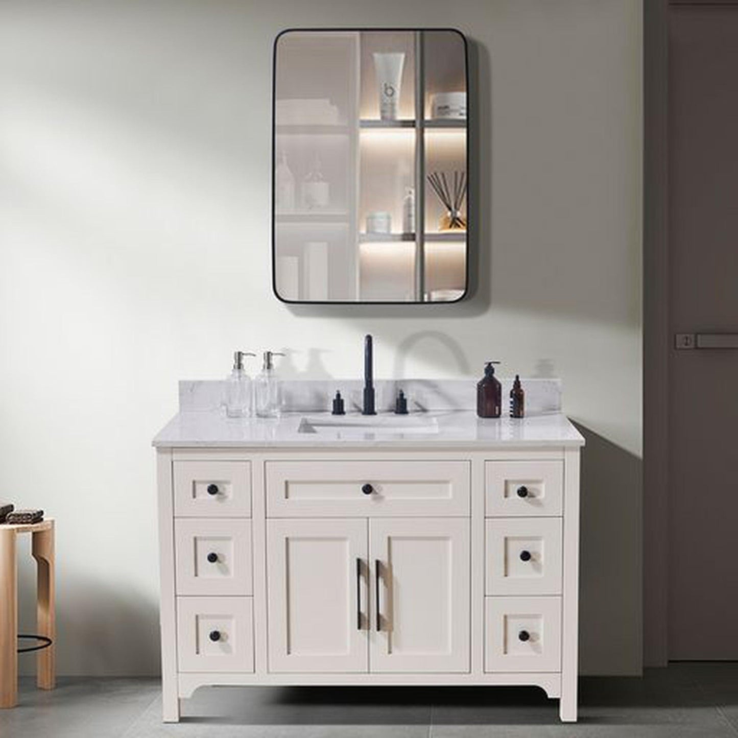 Altair Trento 49" x 22" Aosta White Composite Stone Bathroom Vanity Top With White SInk