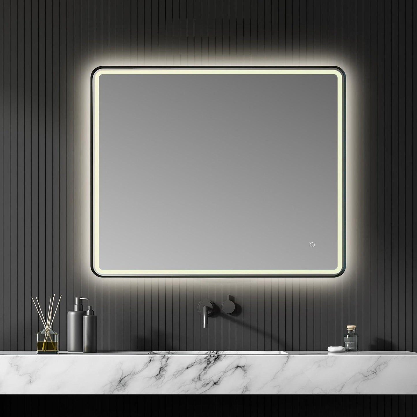 Altair Viaggi 36" Rectangle Matte Black Wall-Mounted LED Mirror