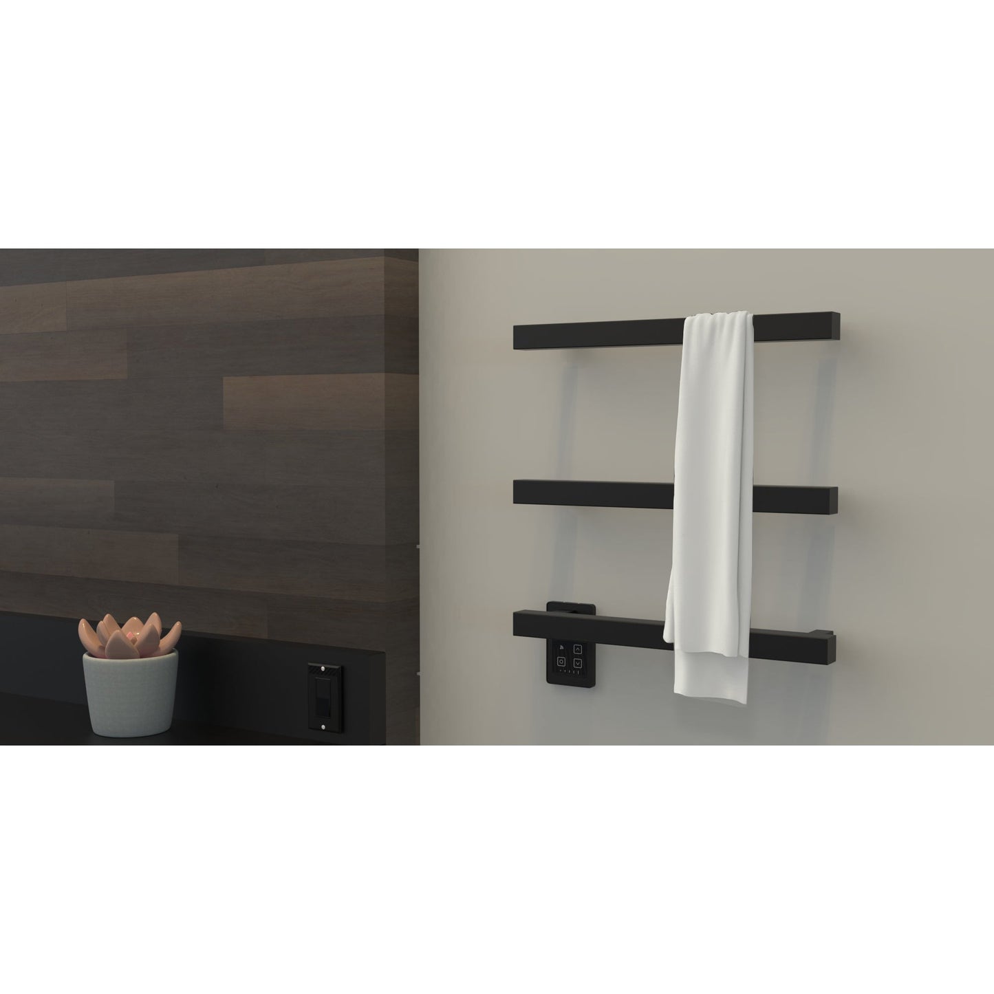 Amba Modello I Square 20" Hardwired Single Bar Matte Black Towel Warmer