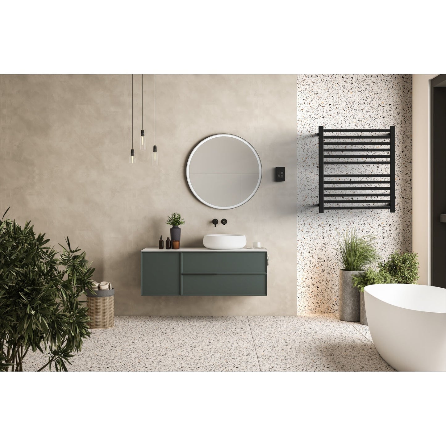 Amba Quadro Q2932 12-Bar Matte Black Hardwired Towel Warmer