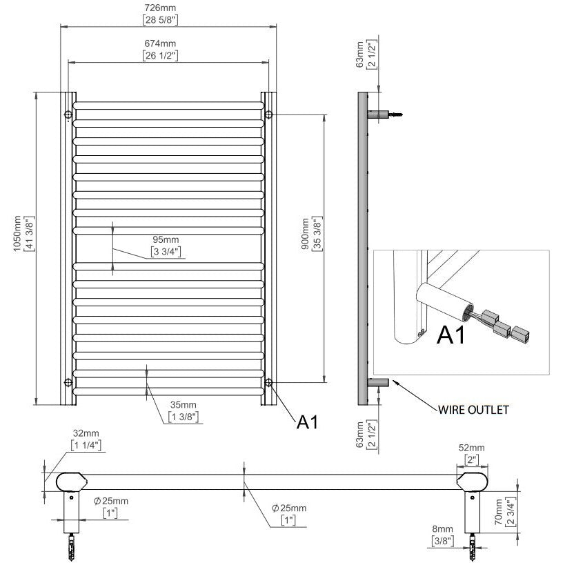 Amba Sirio S2942 16-Bar Satin Brass Hardwired Towel Warmer