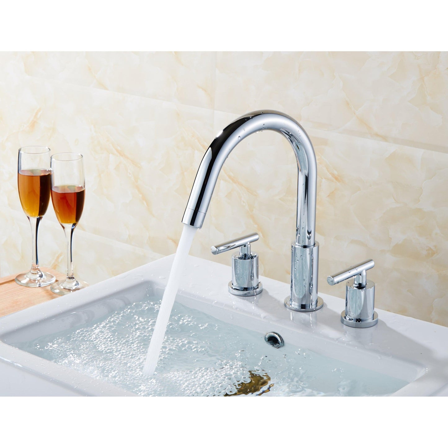 American Imaginations AI-12983 18" White Rectangular Ceramic Undermount Bathroom Sink Set