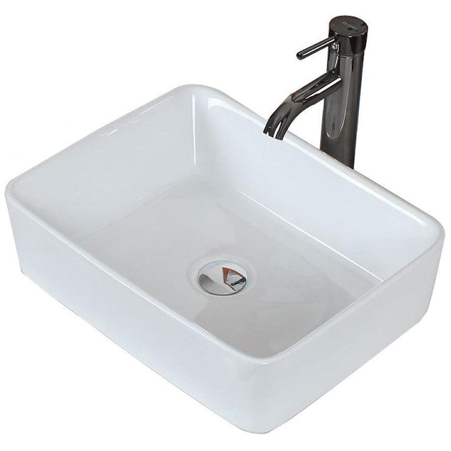 American Imaginations AI-22498 19" White Rectangular Ceramic Above Counter Bathroom Vessel Sink Set