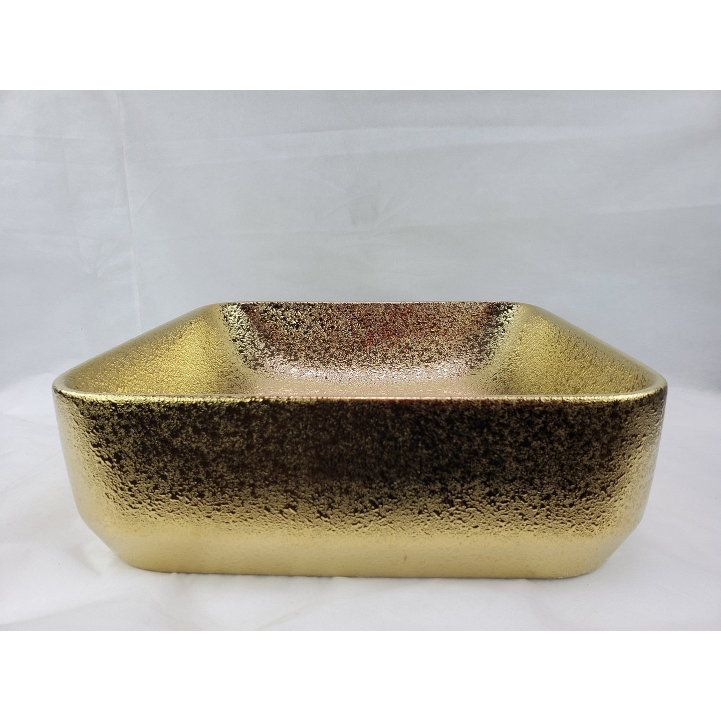 American Imaginations AI-27793 14" Square Enamel Glaze Gold Ceramic Transitional