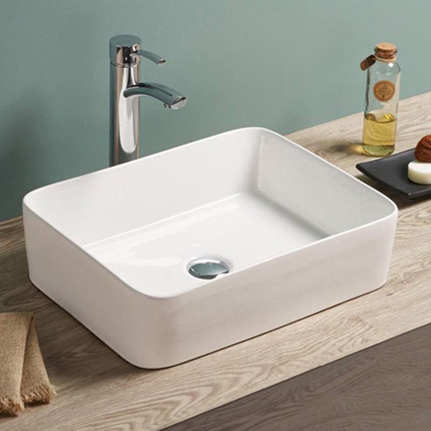 American Imaginations AI-28186 19" Rectangle Enamel Glaze White Ceramic Modern