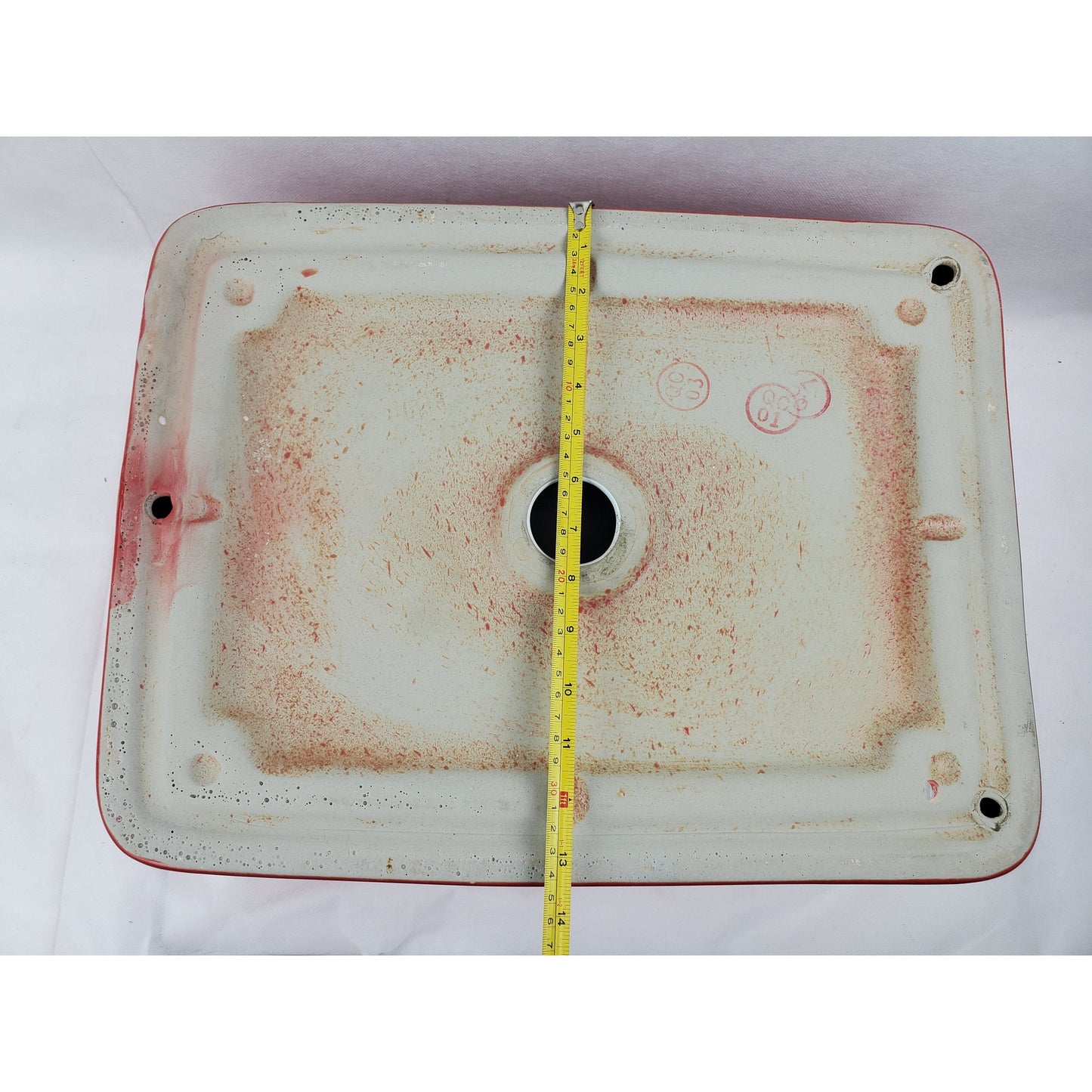 American Imaginations AI-28217 19" Rectangle Enamel Glaze Red-White Ceramic Transitional