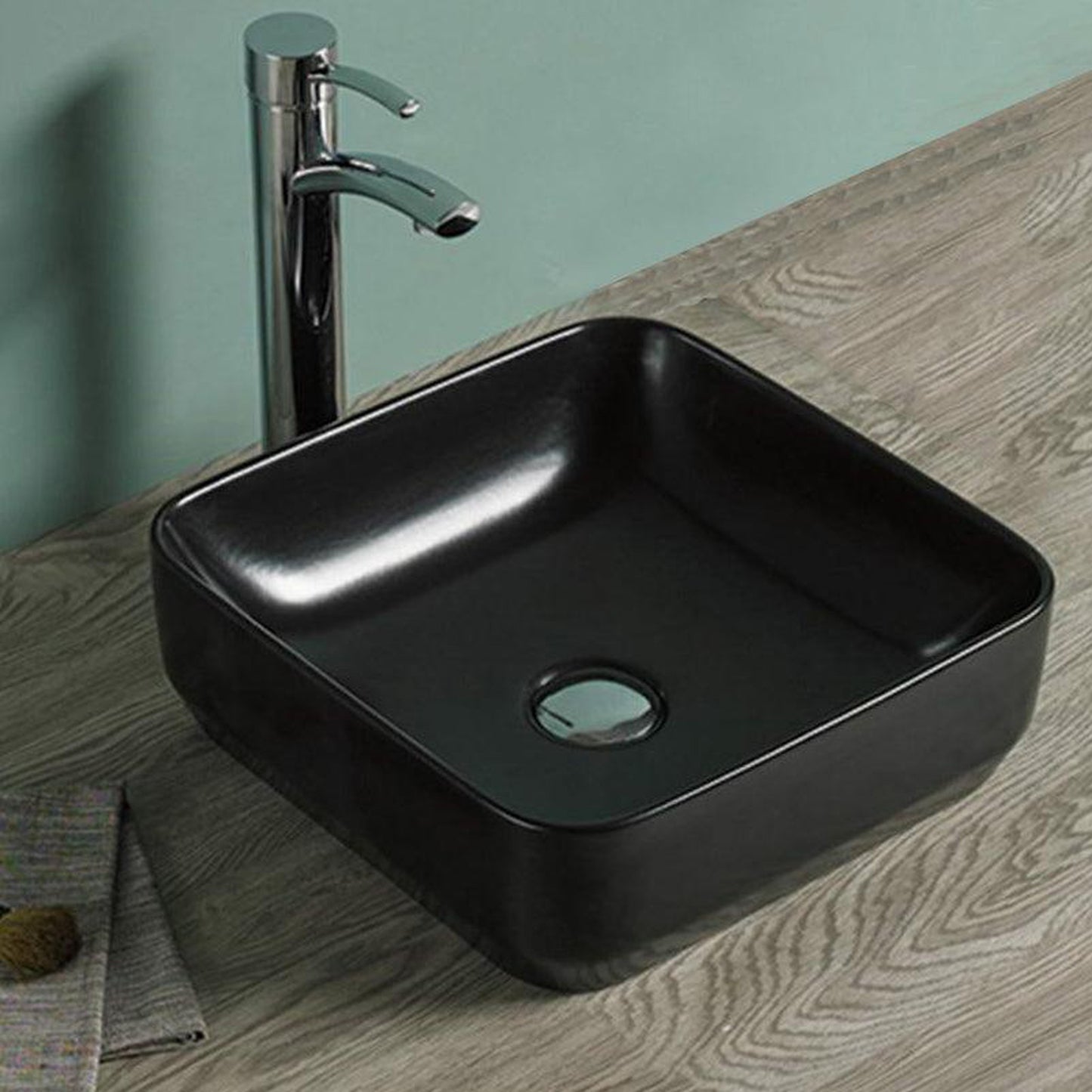 American Imaginations AI-28249 14" Square Enamel Glaze Black Ceramic Transitional