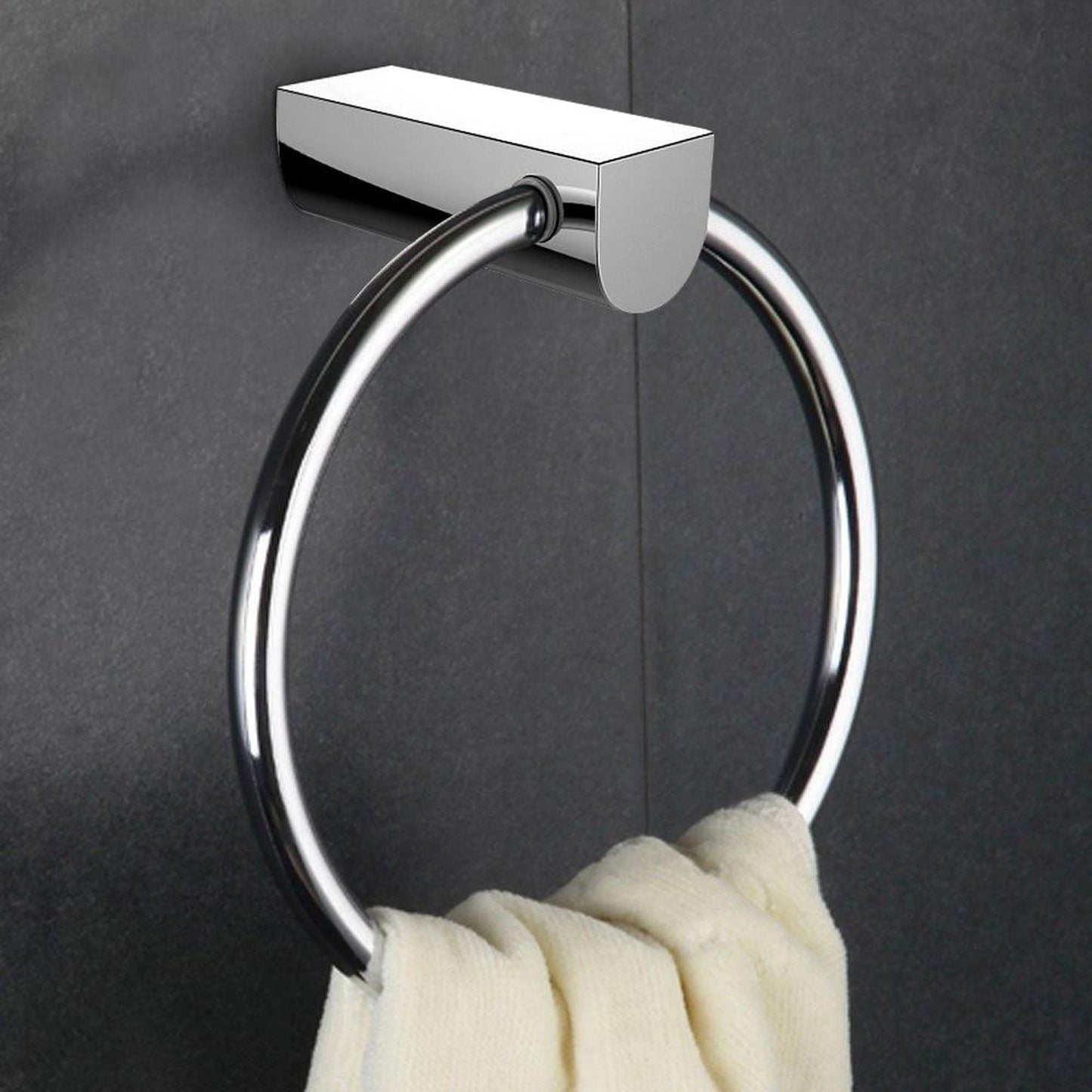 American Imaginations AI-3054 7" Chrome Round Wall Mount Modern Towel Ring