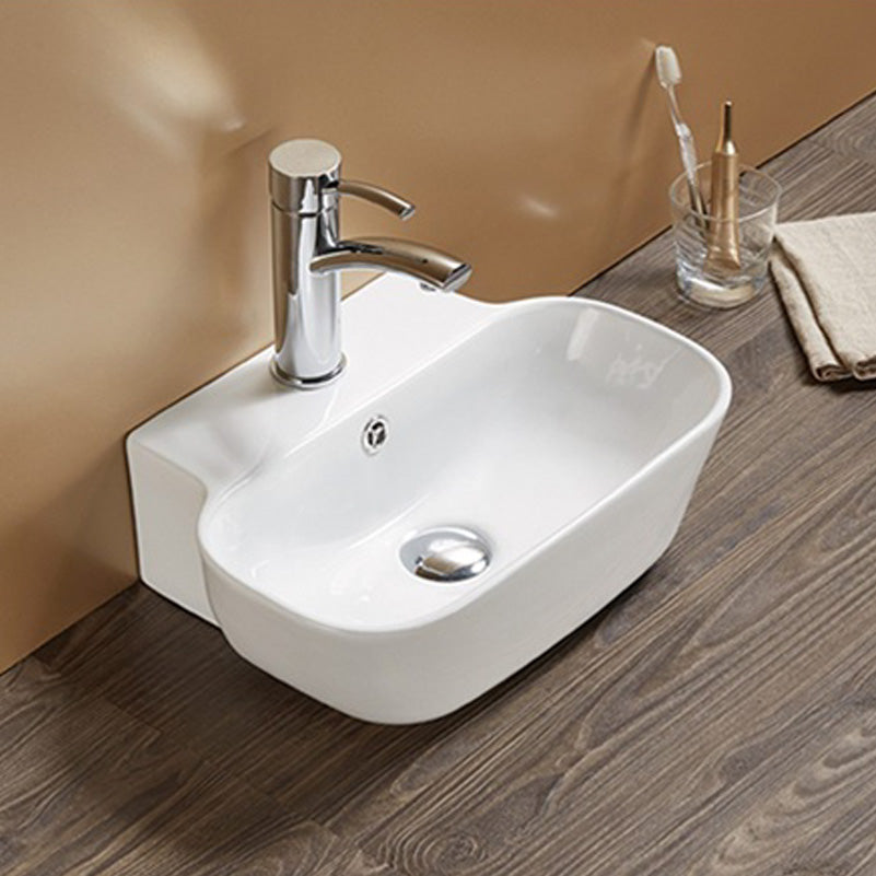 American Imaginations AI-33505 16" White Rectangular Wall Mount Traditional Bathroom Vessel Sink Set