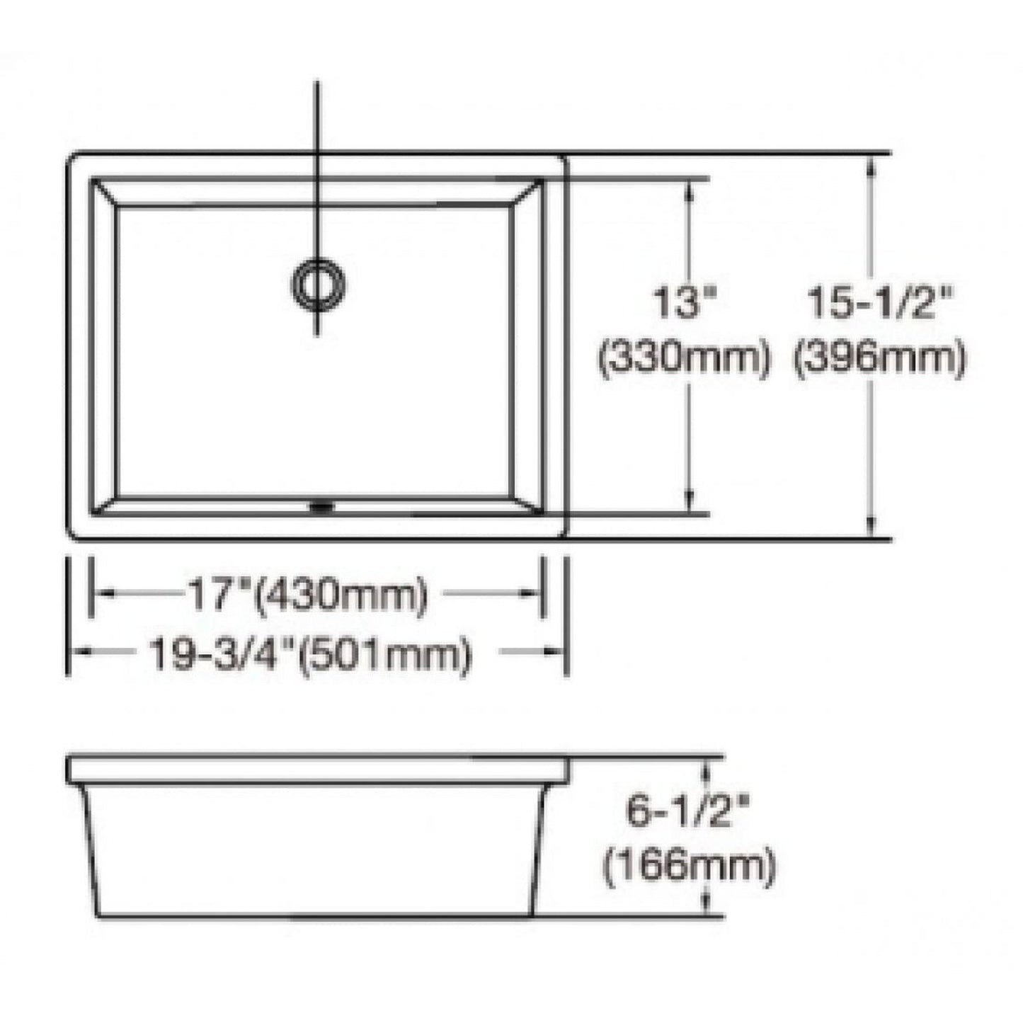 American Imaginations AI-33604 Rectangle White Ceramic Bathroom Undermount Sink with Enamel Glaze Finish