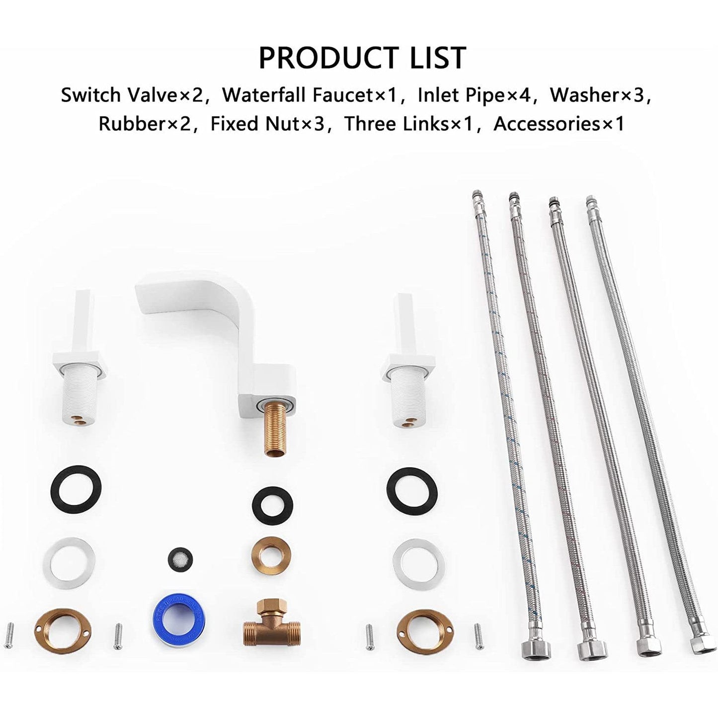 American Imaginations AI-36108 Square White Brass Bathroom Sink Faucet with White Finish