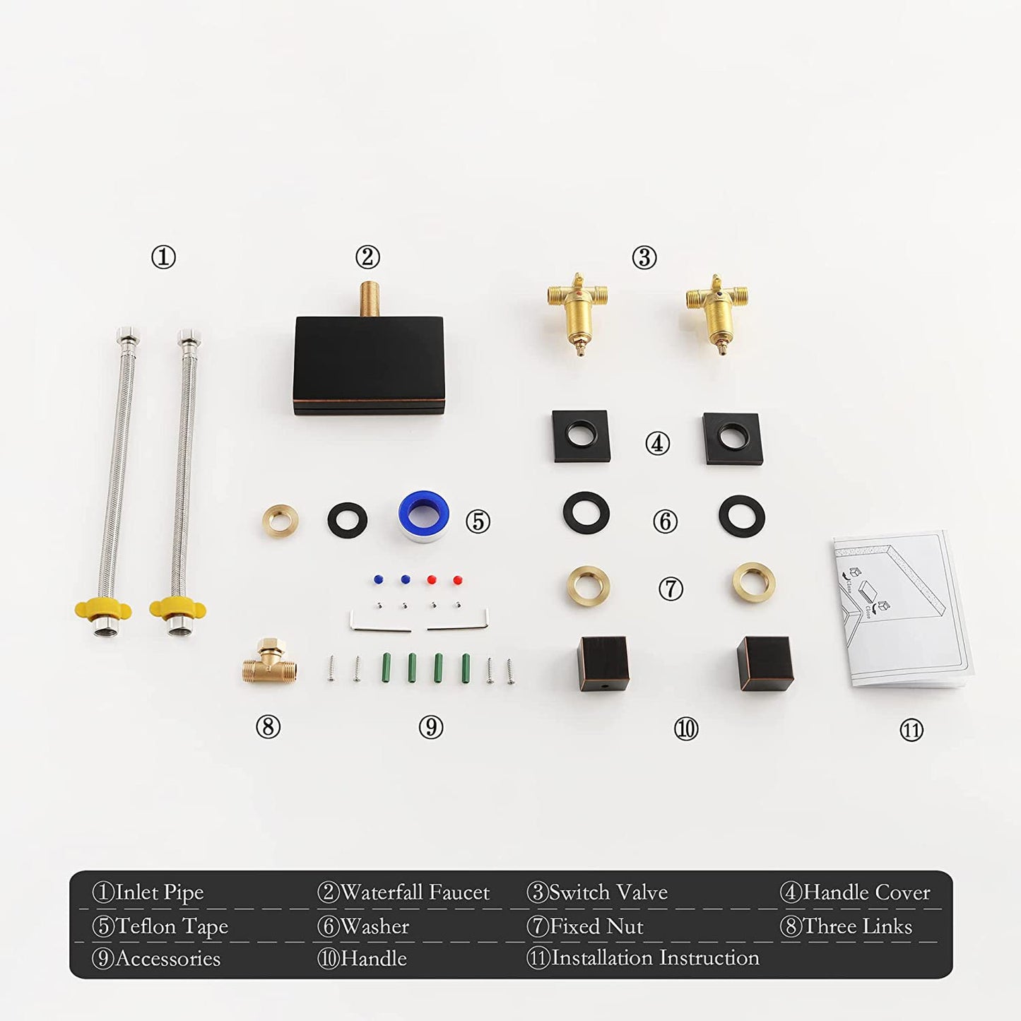 American Imaginations AI-36113 Square Black Brass Bathroom Sink Faucet with Black Finish