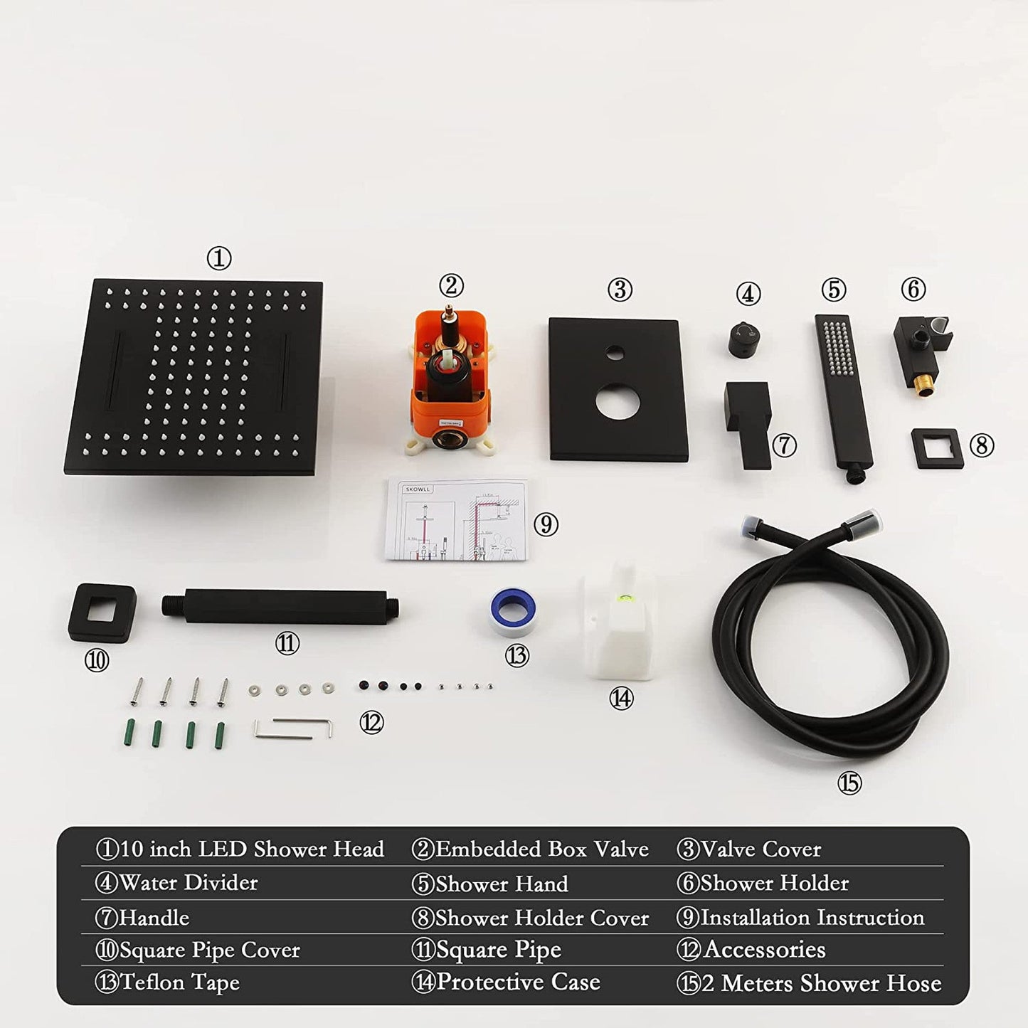 American Imaginations AI-36132 19" Black Square Brass Modern Shower Kit