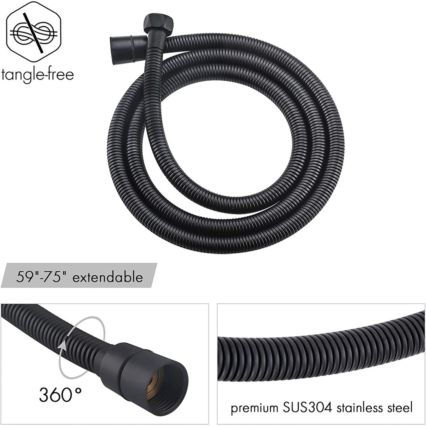 American Imaginations AI-36146 13" Matte Black Square Metal Modern Shower Kit