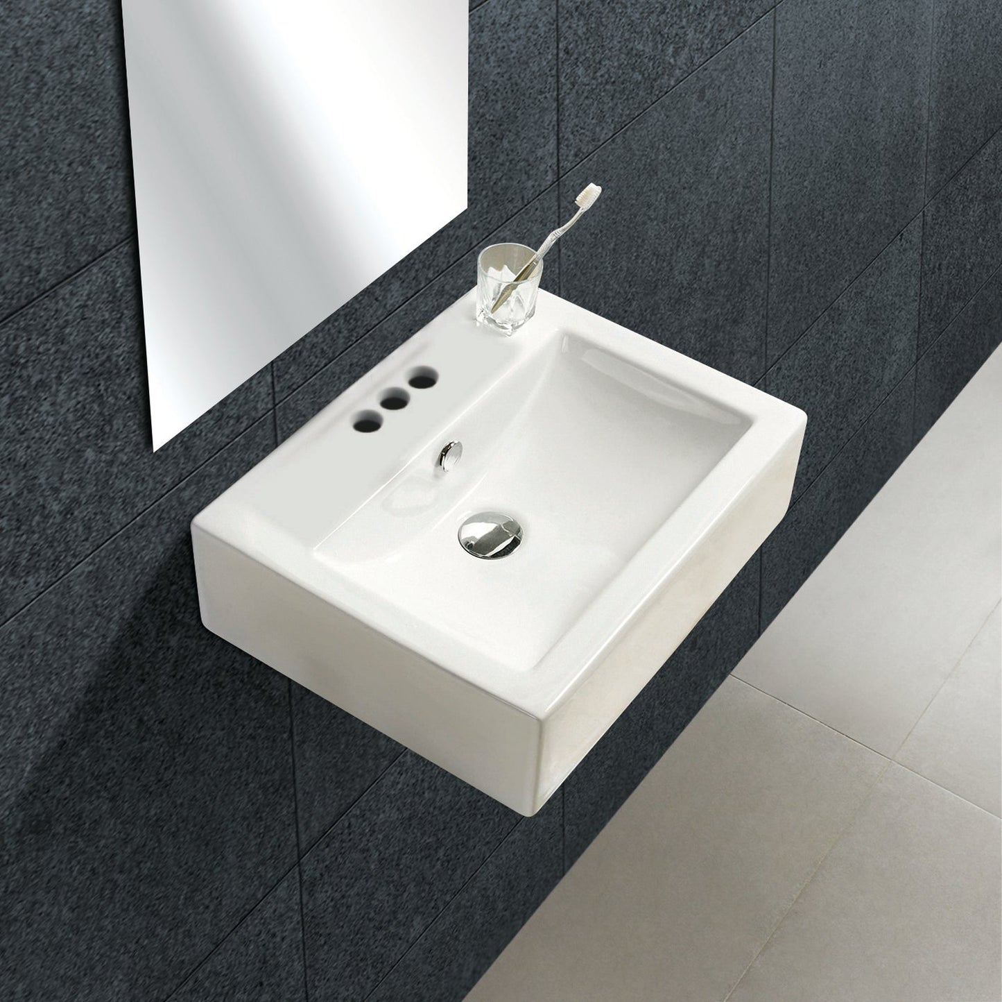 American Imaginations AI-686 20" Rectangle Enamel Glaze White Ceramic Transitional