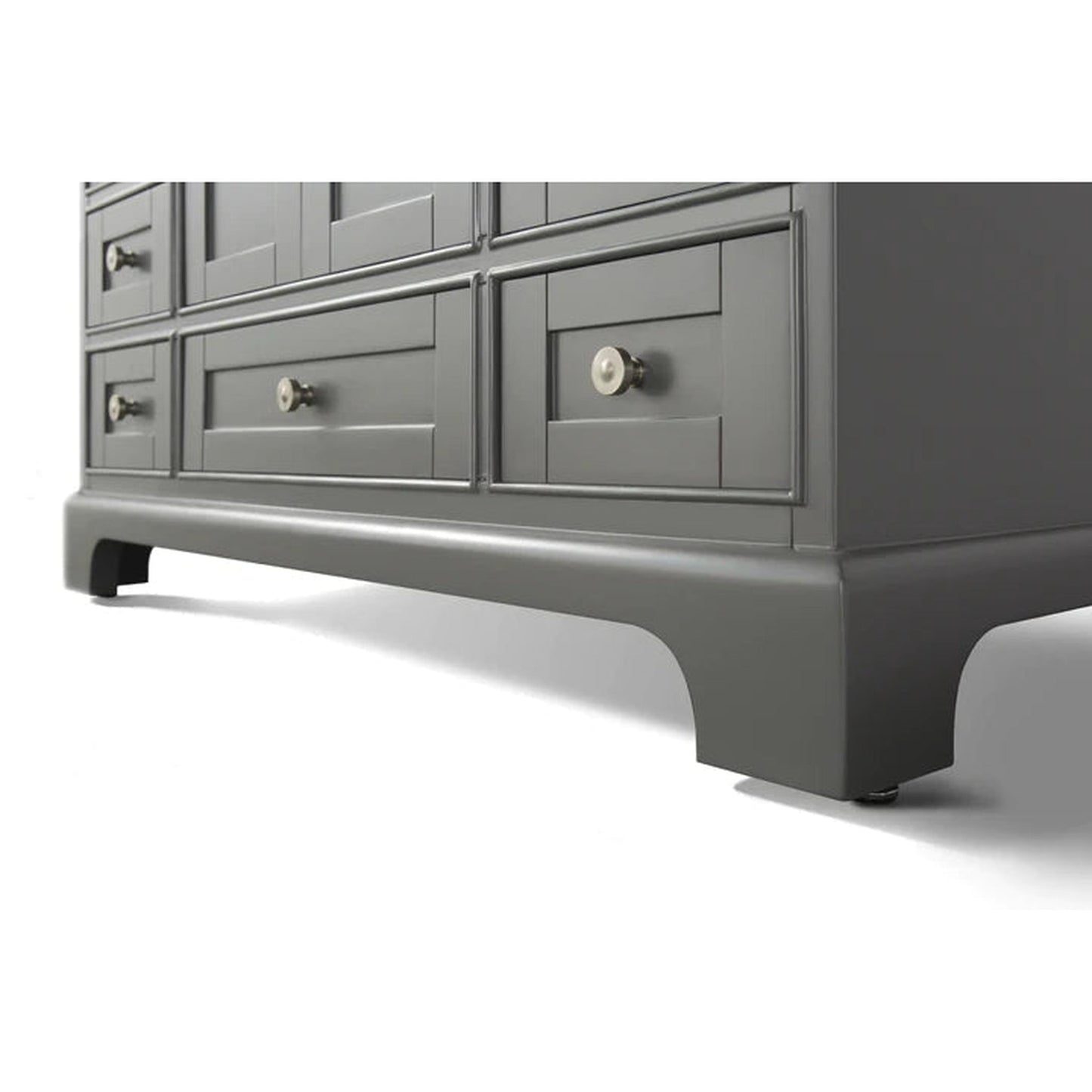 Ancerre Designs Audrey 48" 2-Door 9-Drawer Sapphire Gray Bathroom Vanity With White Marble Vanity Top, Single Undermount Ceramic Sink and 4" Solid Wood Backsplash and Brushed Nickel Finish Hardware