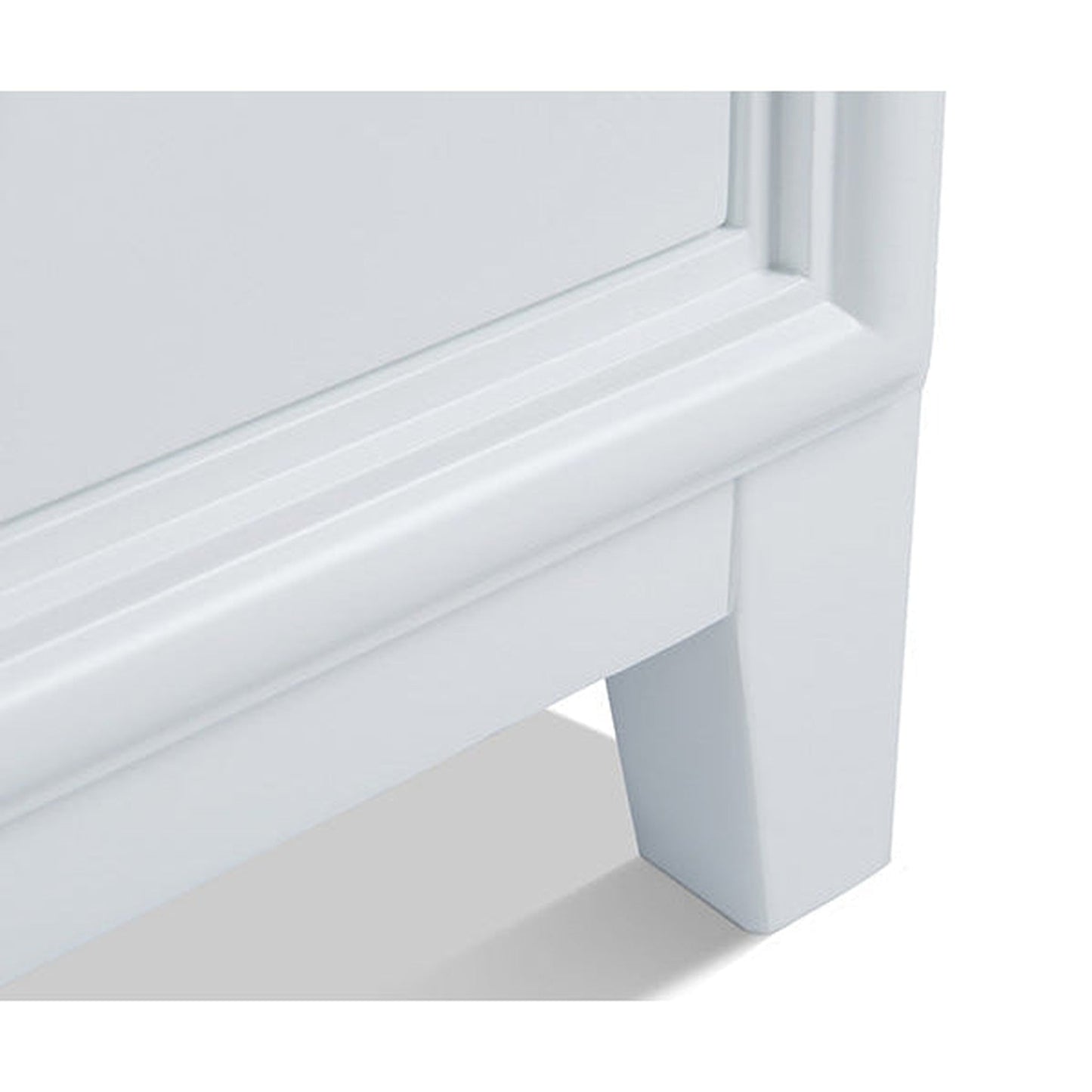 Ancerre Designs Ellie 42" 6-Drawer White Bathroom Vanity With Italian Carrara White Marble Vanity Top, Single Rectangular Undermount Ceramic Sink, 4" Solid Wood Backsplash and Polished Chrome Hardware