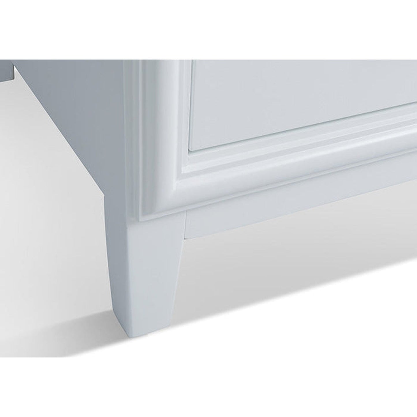 Ancerre Designs Ellie 60" White 6-Drawer Bathroom Vanity With Italian Carrara White Marble Vanity Top, Double Rectangular Undermount Ceramic Sinks, 4" Solid Wood Backsplash and Polished Chrome Hardware
