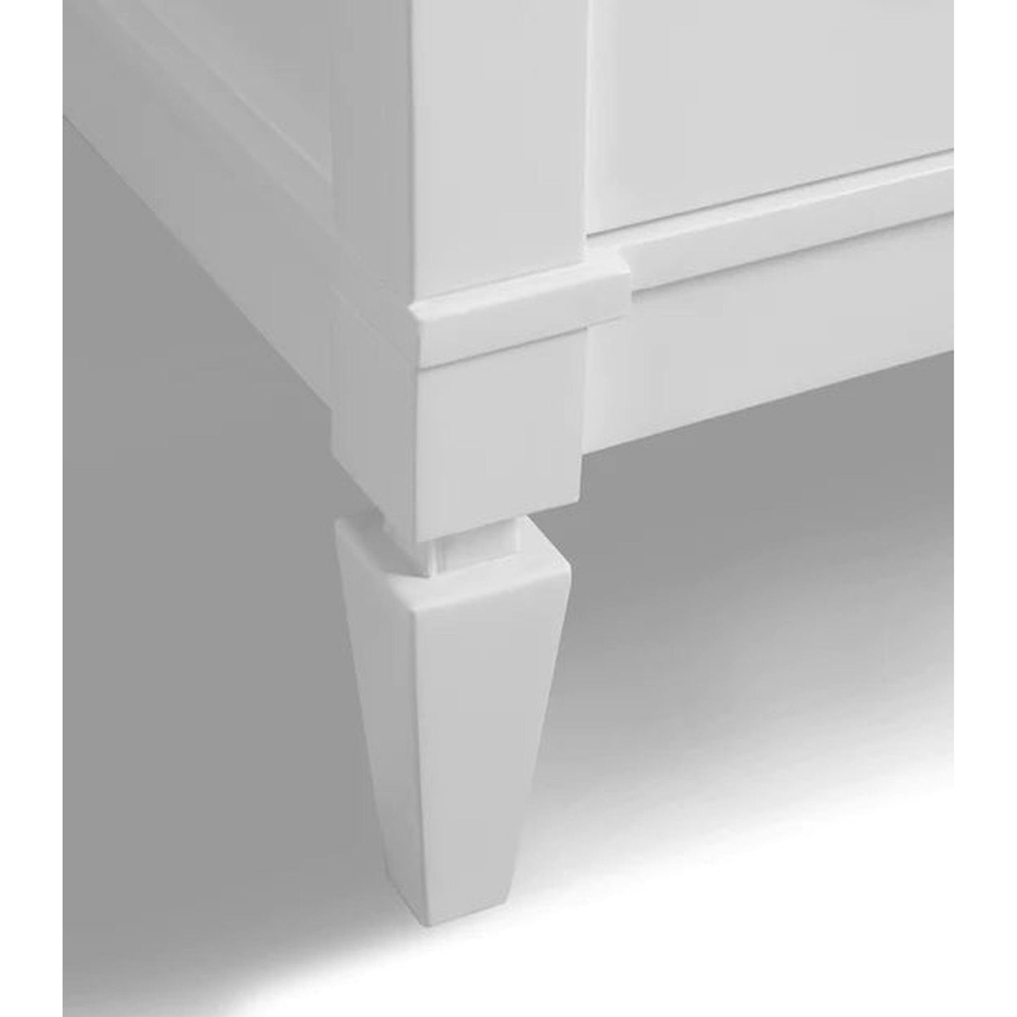 Ancerre Designs Kayleigh 48" 2-Door 6-Drawer White Bathroom Vanity With Italian Carrara White Marble Vanity Top, Single Undermount Ceramic Sink, 4" Solid Wood Backsplash and Brushed Nickel Finish Hardware