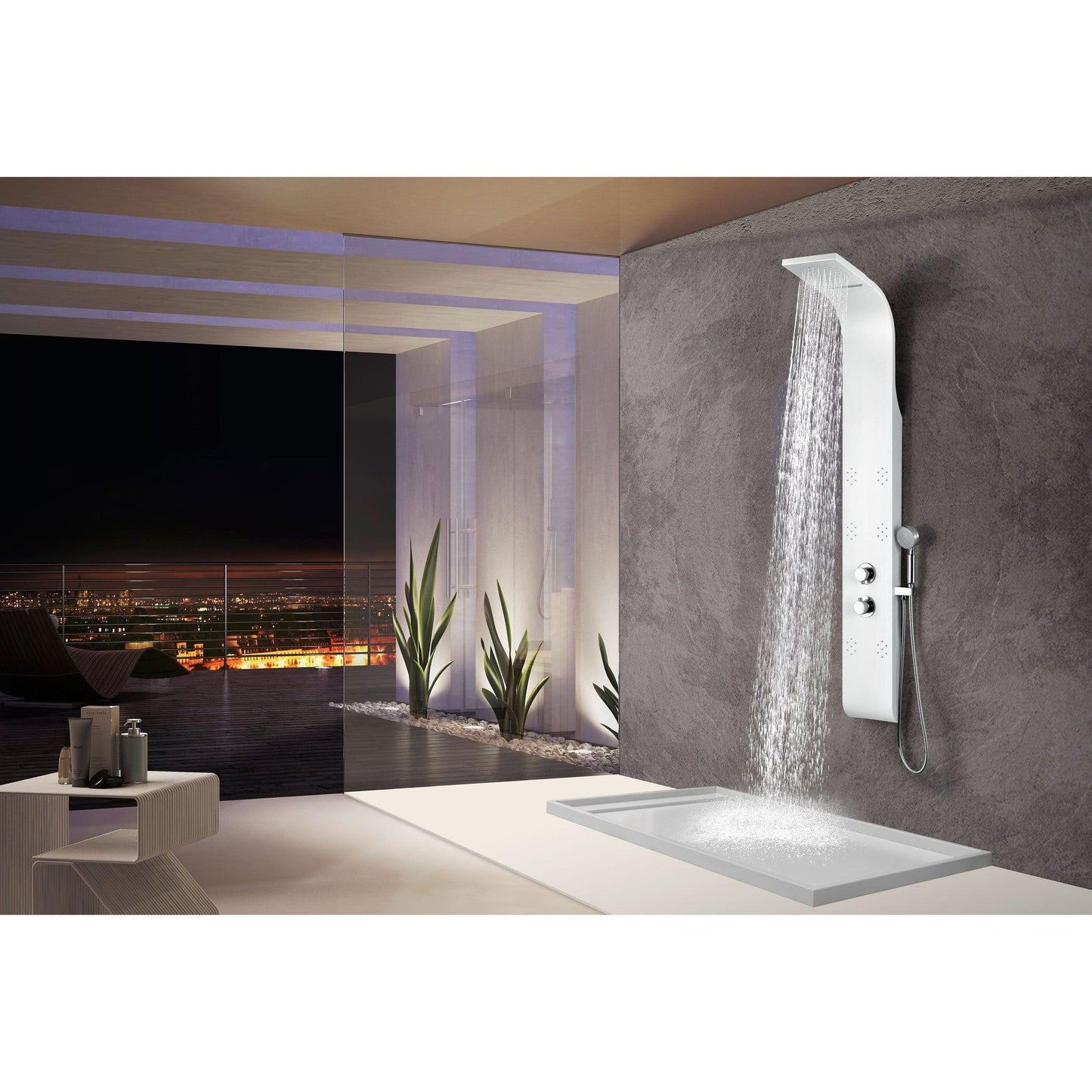 Anzzi Lyric Series 64" White 6-Jetted Full Body Shower Panel With Heavy Rain Shower Head and Euro-Grip Hand Sprayer