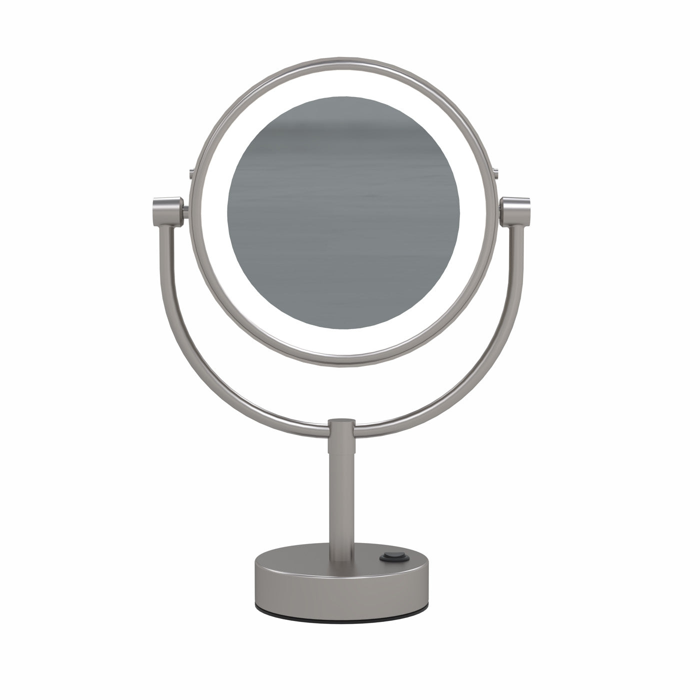 Aptations Kimball & Young 15" x 9" Round Brushed Nickel Freestanding Magnified Mirror