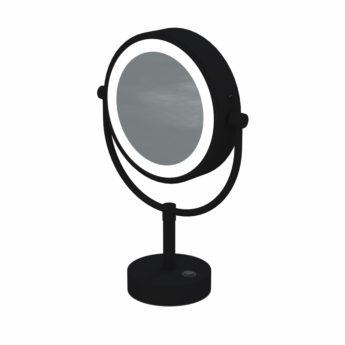 Aptations Kimball & Young 15" x 9" Round Matte Black Freestanding Magnified Mirror