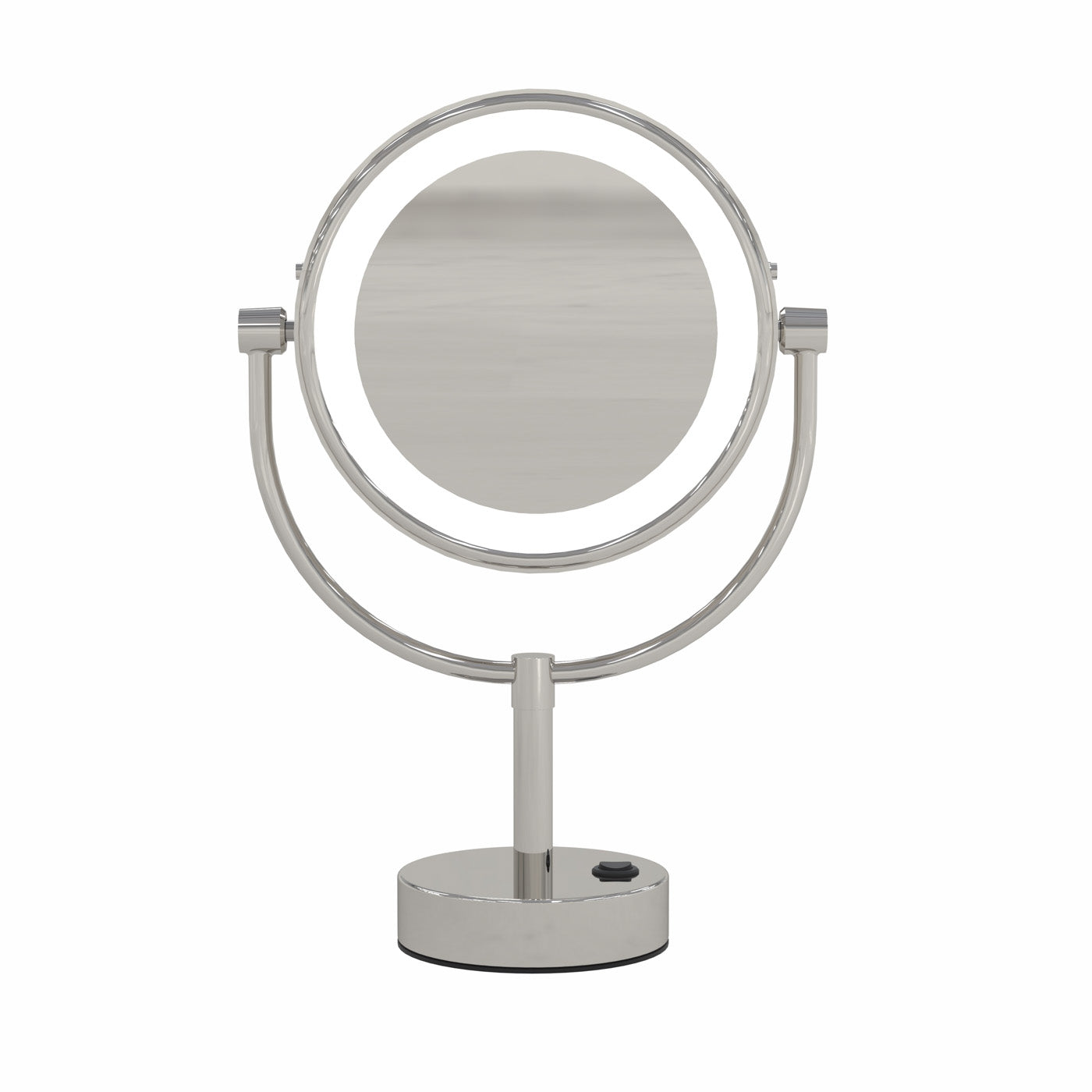 Aptations Kimball & Young 15" x 9" Round Polished Nickel Freestanding Magnified Mirror