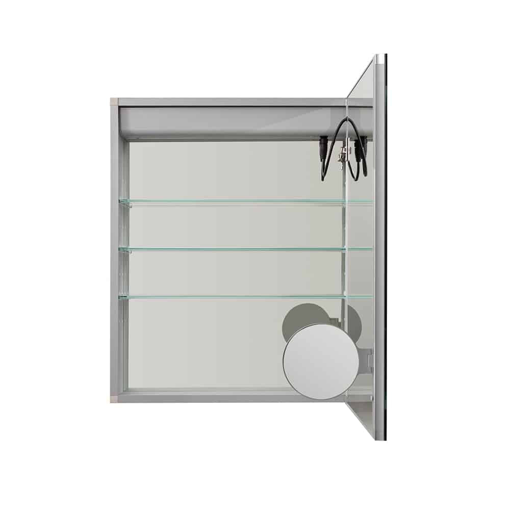 Aquadom Royale Basic Q 24" x 30" Rectangular Single View Right-Hinged Recessed or Surface Mount Medicine Cabinet With LED Lighting, Touch Screen Button, Dimmer