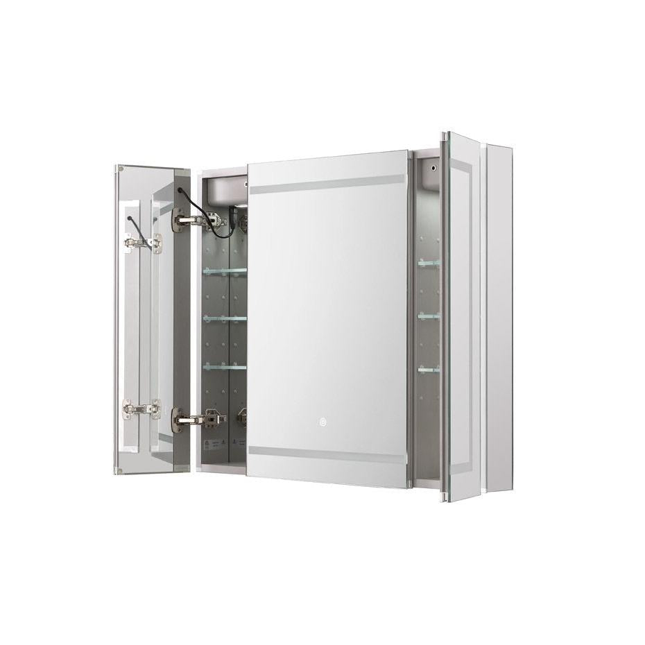 Aquadom Royale Plus 48" x 36" Triple-Door LED Lighted Medicine Cabinet With Defogger, Integrated LED 3X Magnifying Mirror and Electrical Outlet With USB