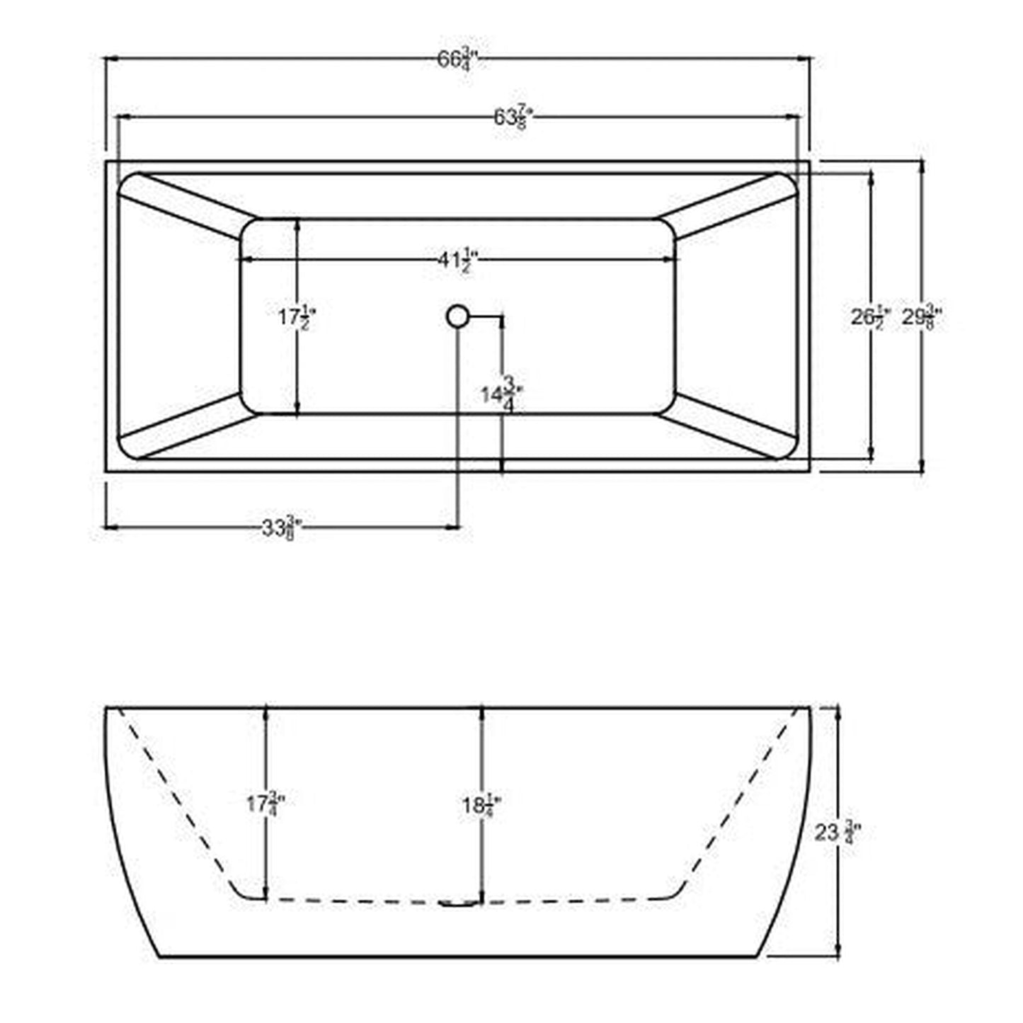 Atlantis Whirlpools Renard 67" x 30" White Freestanding Acrylic Soaker Bathtub
