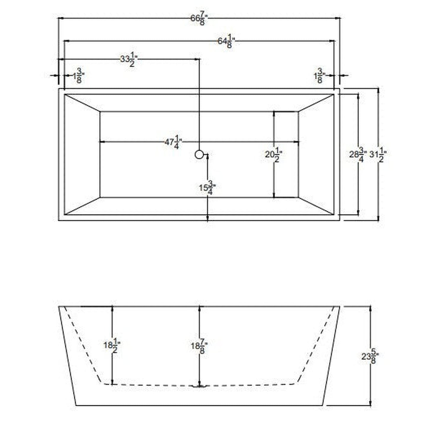 Atlantis Whirlpools Rigaud 67" x 31" White Freestanding Acrylic Soaker Bathtub