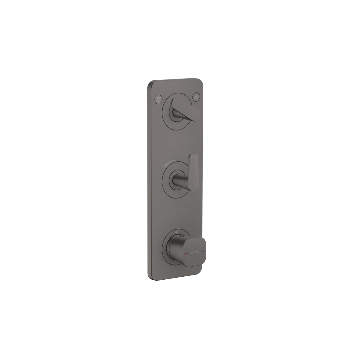 Axor Citterio C 15" x 5" 2-Function Cubic Cut Brushed Black Chrome Thermostatic Module Trim