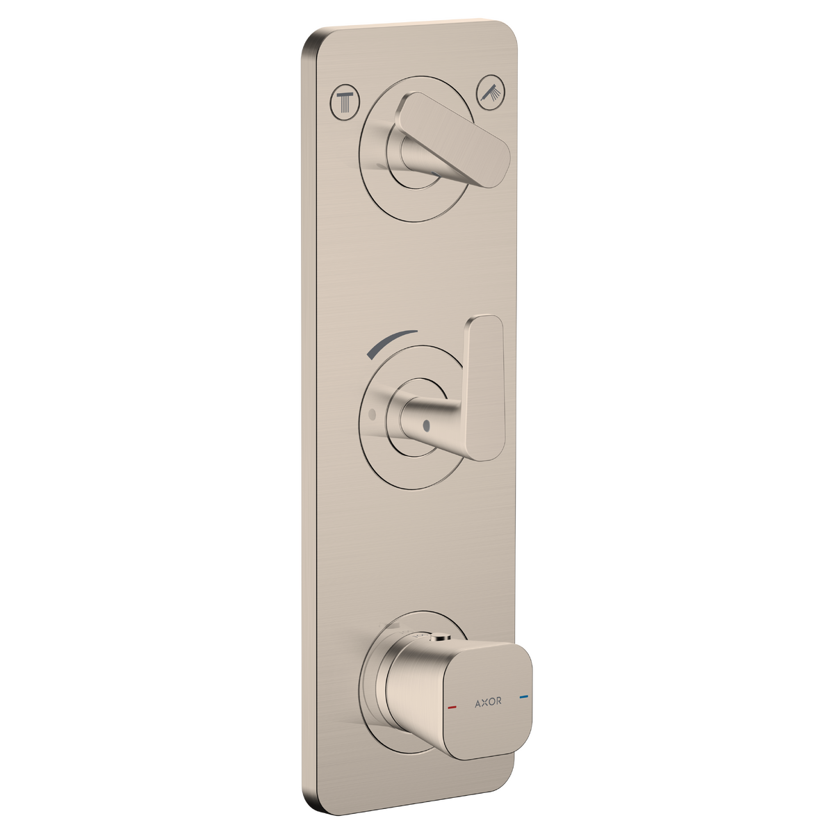 Axor Citterio C 15" x 5" 2-Function Cubic Cut Brushed Nickel Thermostatic Module Trim