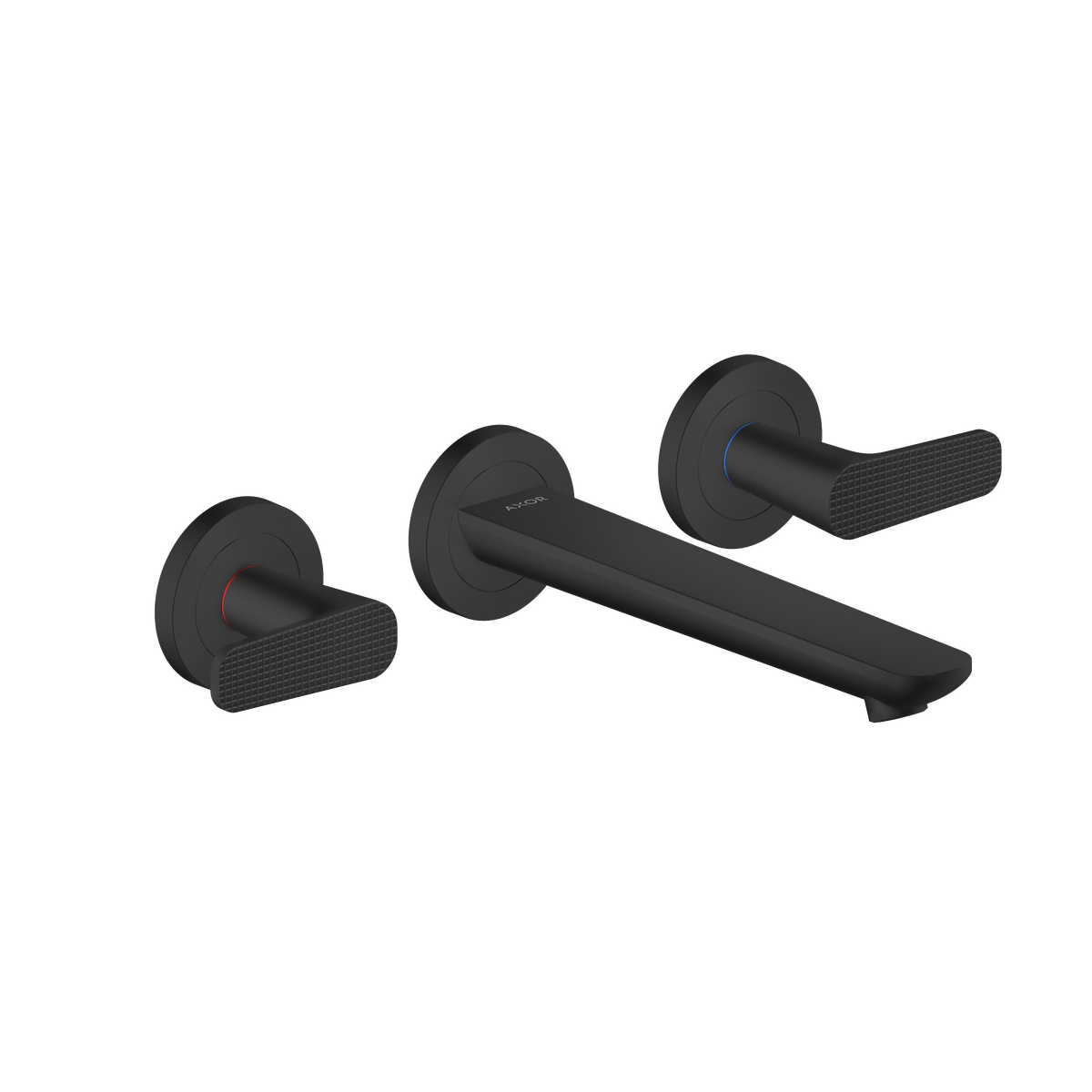 Axor Citterio C 1.2 GPM Lever Handle Matte Black Wall Mounted Widespread Cubic Cut Faucet