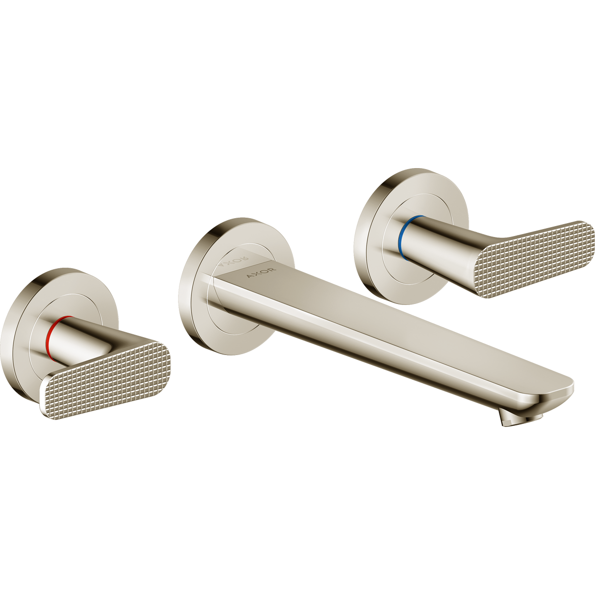 Axor Citterio C 1.2 GPM Lever Handle Polished Nickel Wall Mounted Widespread Cubic Cut Faucet