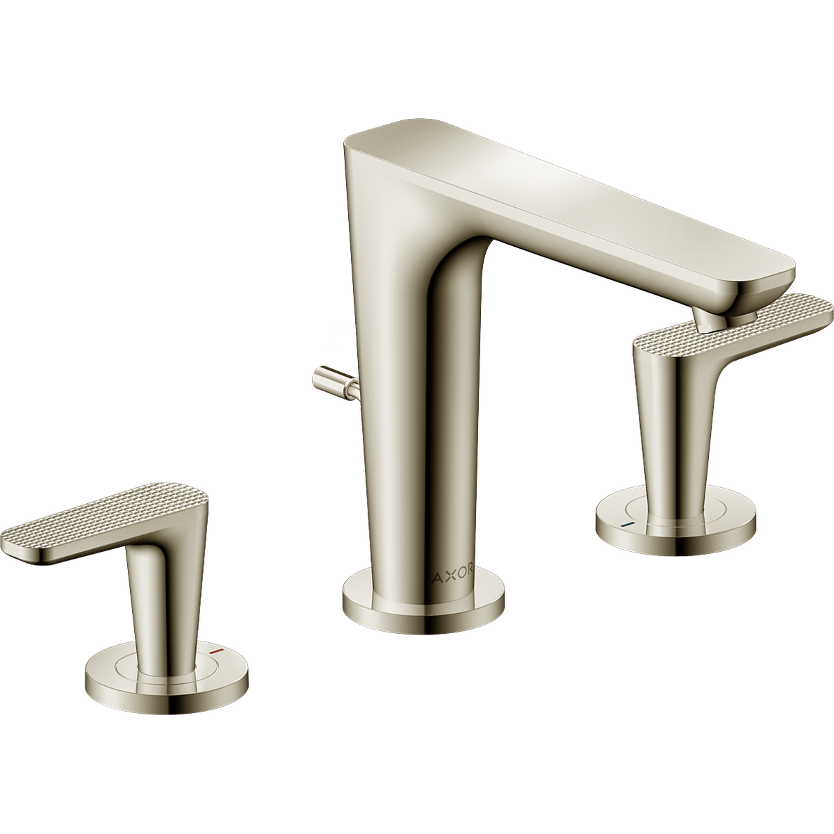 Axor Citterio C 1.2 GPM Two Lever Handle Polished Nickel Widespread Faucet With Escutcheons and Pop-Up Drain
