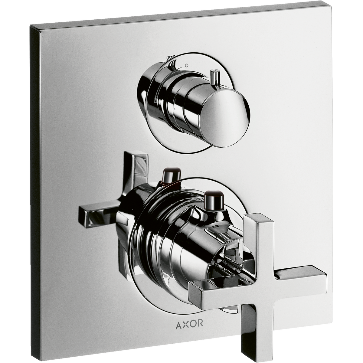 Axor Citterio Cross Handle Chome Thermostatic Trim With Volume Control and Diverter
