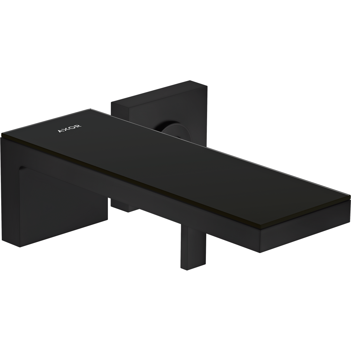 Axor MyEdition 1.2 GPM Single Handle Wall Mounted Matte Black/ Black Glass Faucet Trim Without Pop-Up Drain