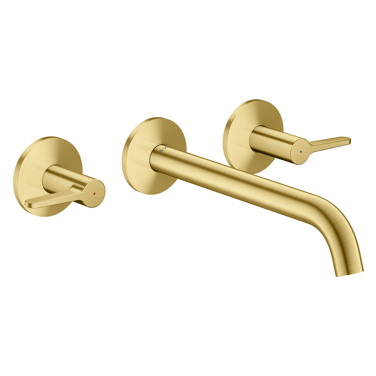 Axor One 1.2 GPM Widespread 220- Lever Handles Brushed Brass Wall-Mounted Faucet