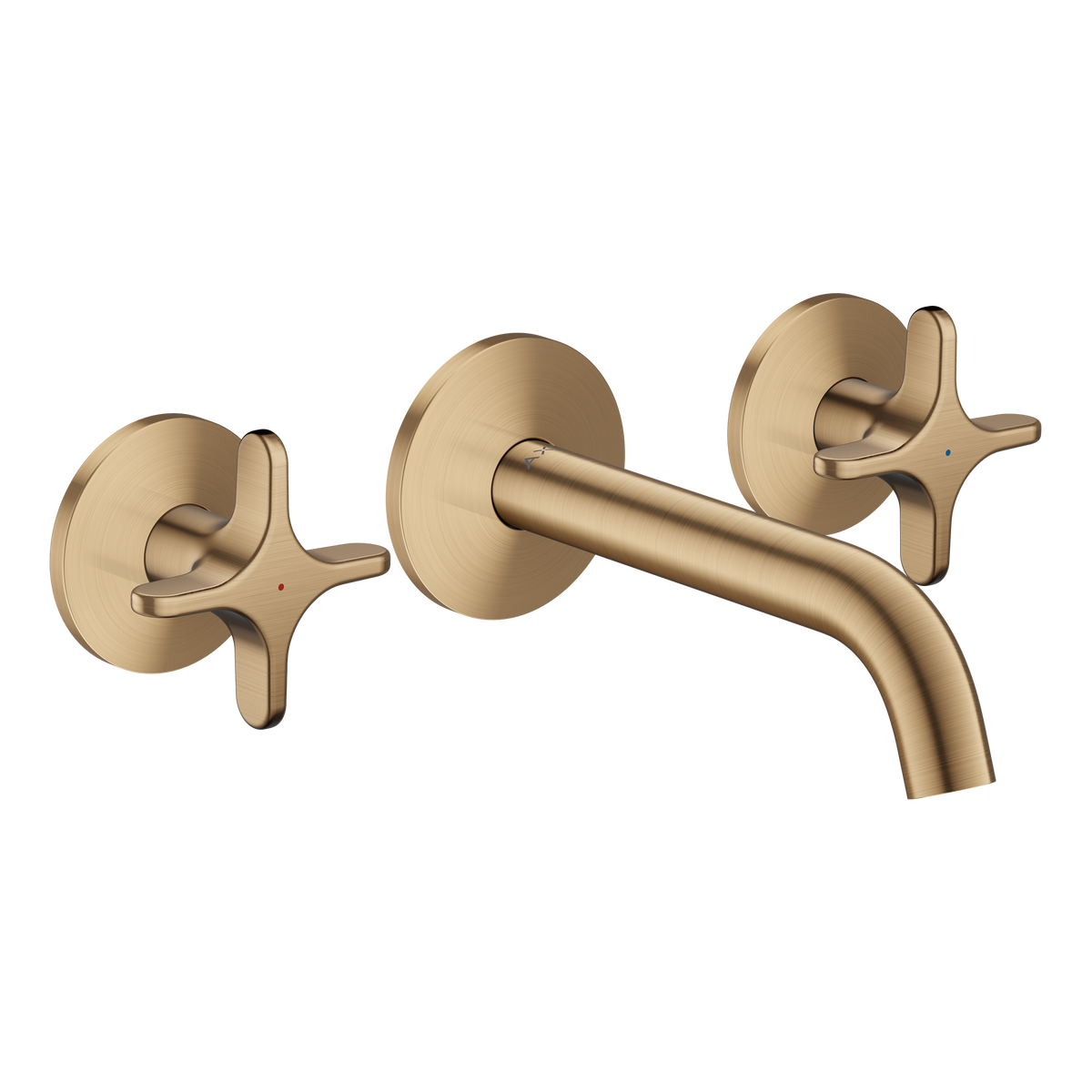 Axor One 1.2 GPM Widespread Cross Handles Brushed Bronze Wall-Mounted Faucet