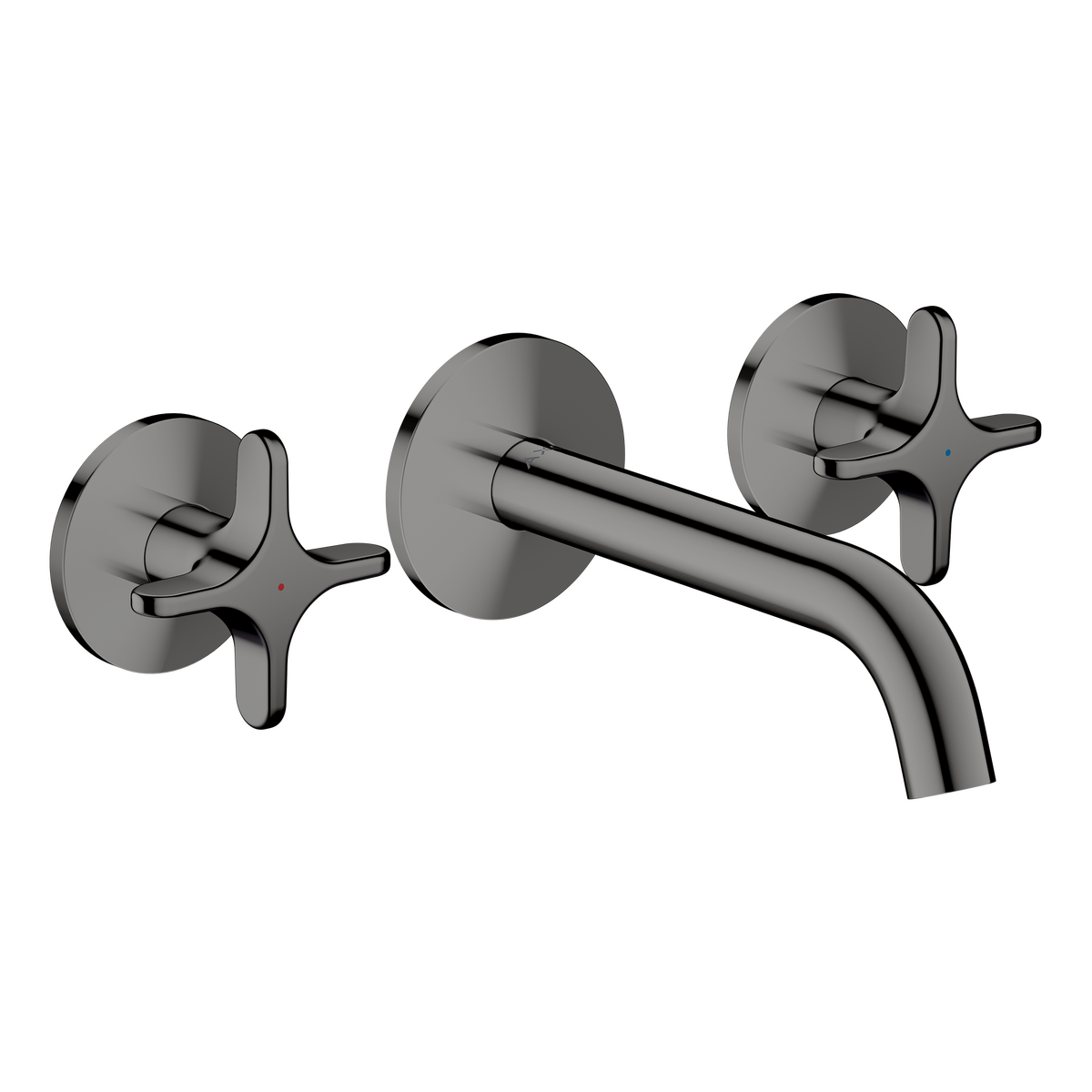 Axor One 1.2 GPM Widespread Cross Handles Polished Black Chrome Wall-Mounted Faucet