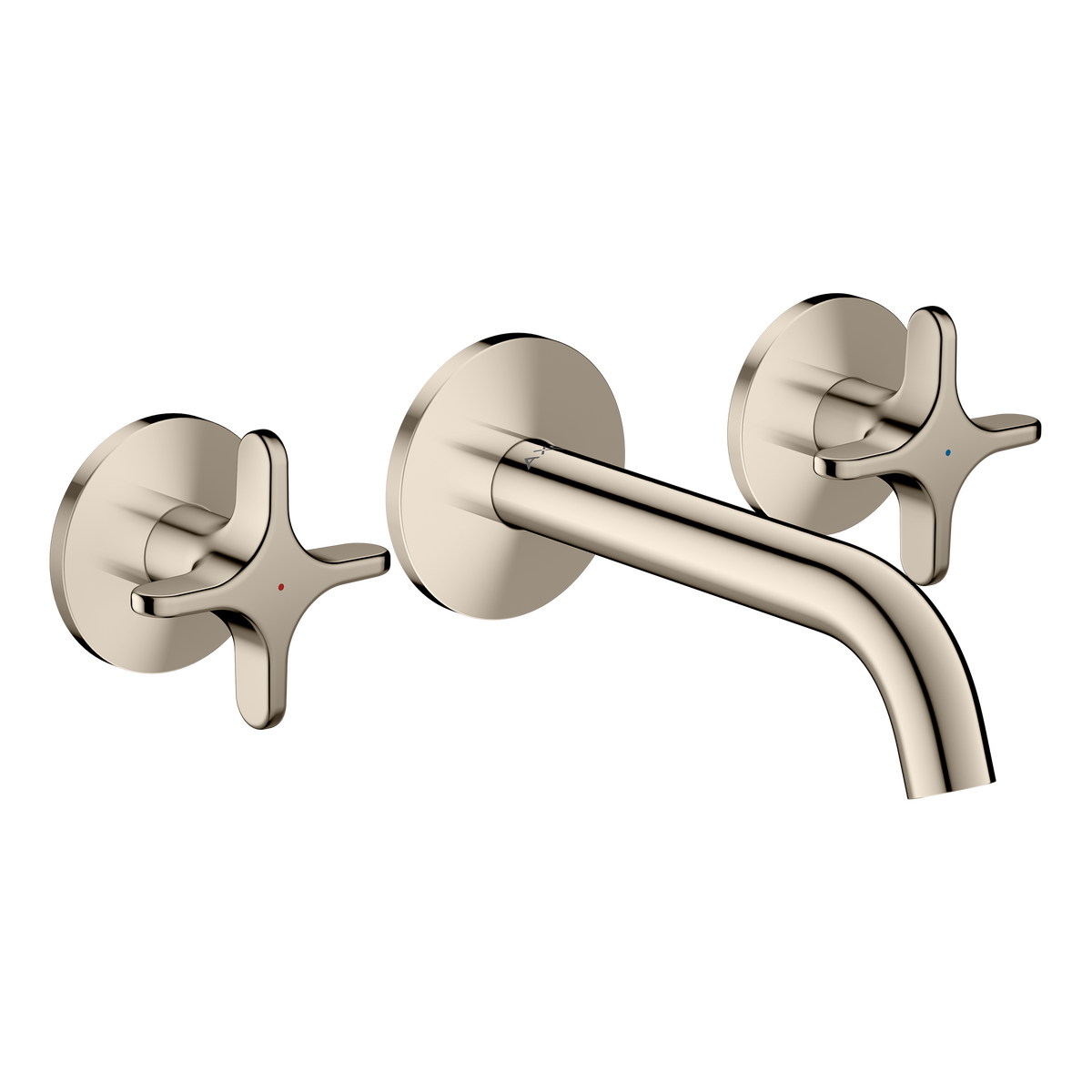 Axor One 1.2 GPM Widespread Cross Handles Polished Nickel Wall-Mounted Faucet