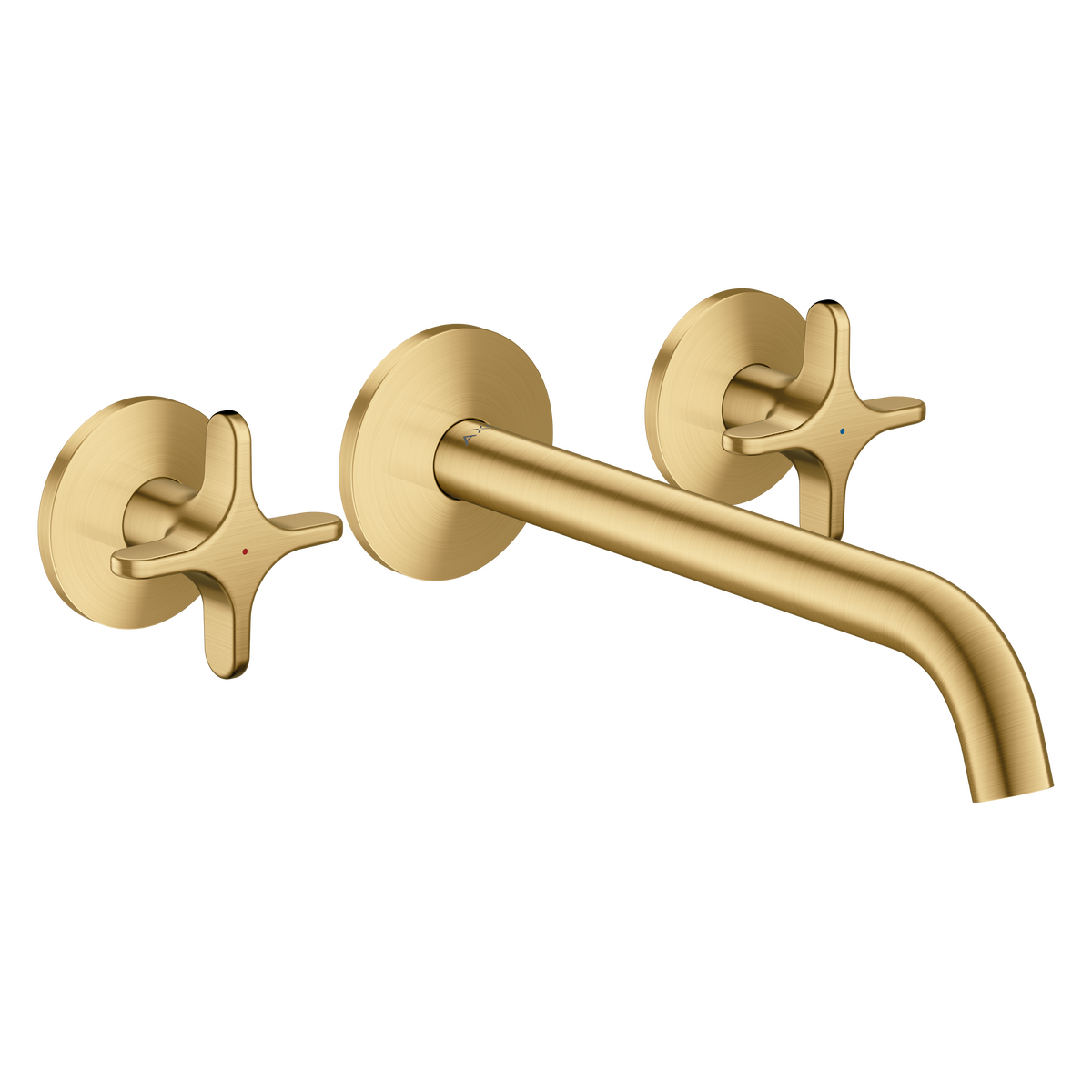 Axor One 5.3 GPM 3-Hole 220 Cross Handle Wall Mounted Brushed Gold Optic Tub Filler