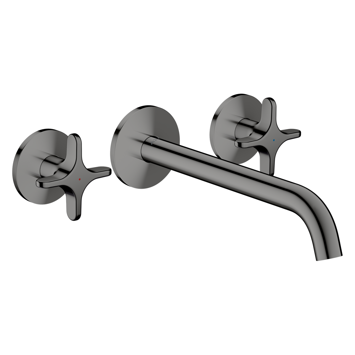 Axor One 5.3 GPM 3-Hole 220 Cross Handle Wall Mounted Polished Black Chrome Tub Filler